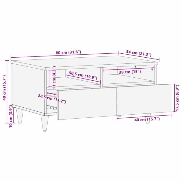 Couchtisch Schwarz und Gold 40 x 33 x 46 cm Holzwerkstoff