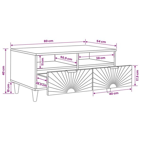 Couchtisch Schwarz und Gold 40 x 33 x 46 cm Holzwerkstoff