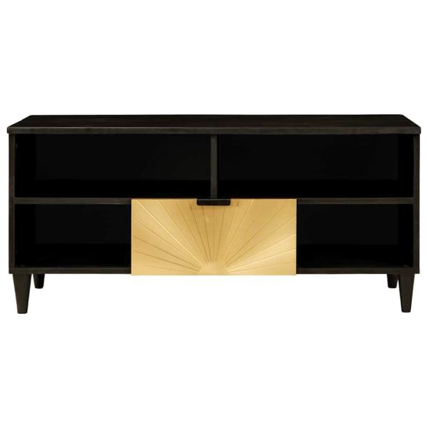 TV-Schränk Schwarz und Gold 100 x 33 x 46 cm massives Mangoholz