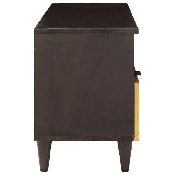 TV-Schränk Schwarz und Gold 100 x 33 x 46 cm massives Mangoholz
