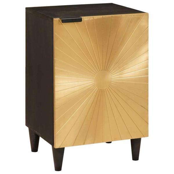 ARDEBO.de - Badezimmer Schrank mit Regal Schwarz und Gold 38 x 33 x 58 cm