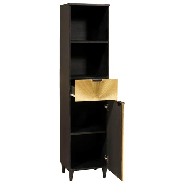 Badezimmer Schrank mit Regal Schwarz und Gold 38 x 33 x 160 cm