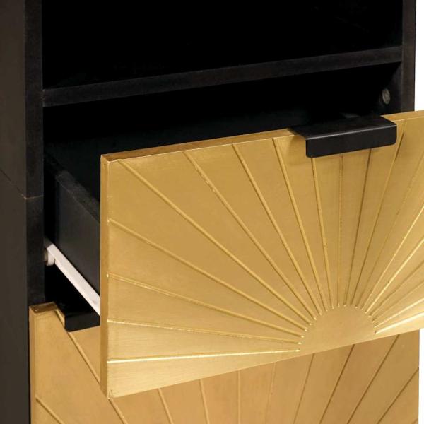 Badezimmer Schrank mit Regal Schwarz und Gold 38 x 33 x 160 cm