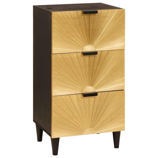 ARDEBO.de - Sideboard Schwarz und Gold 40 x 33 x 75 cm massives Mangoholz