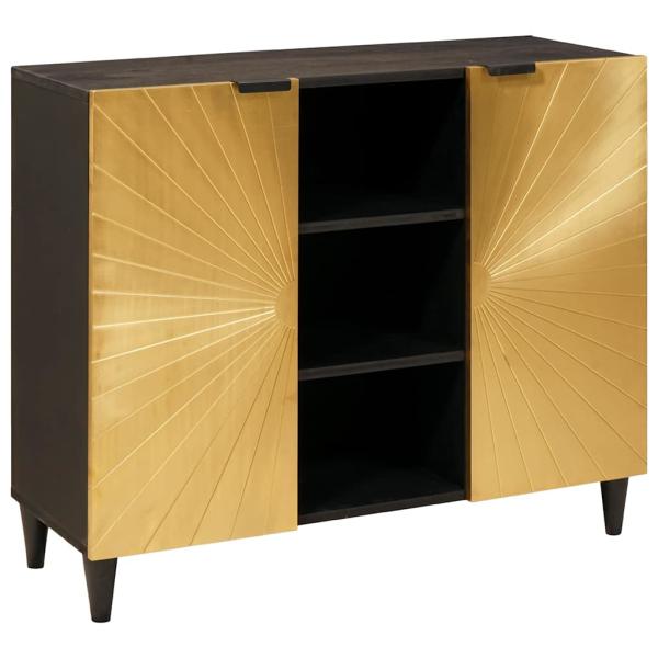 ARDEBO.de - Beistellschrank mit Speicher Schwarz und Gold 90 x 33.5 x 75 cm