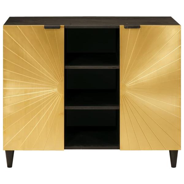 Beistellschrank mit Speicher Schwarz und Gold 90 x 33.5 x 75 cm