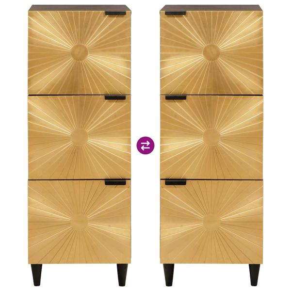 Beistellschrank mit Tür Schwarz und Gold 40 x 33.5 x 110 cm