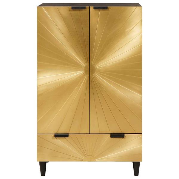 Beistellschrank mit Tür Schwarz und Gold 60 x 33.5 x 100 cm
