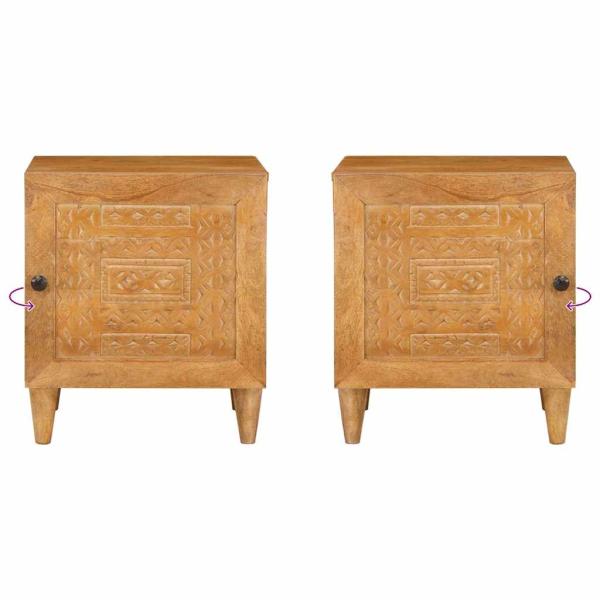 Nachttisch Hellbraun 40 x 33 x 46 cm massives Mangoholz