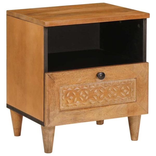 Nachttisch Hellbraun 40 x 33 x 46 cm massives Mangoholz