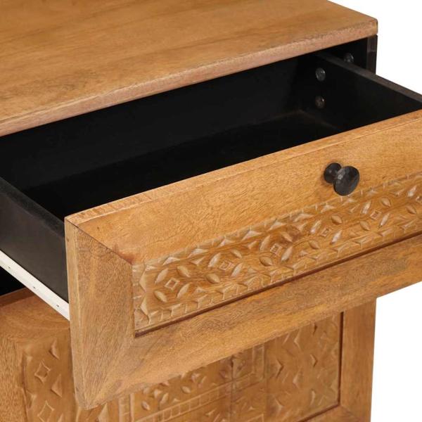 Nachttisch mit Tür Hellbraun 50 x 33 x 60 cm massives Mangoholz