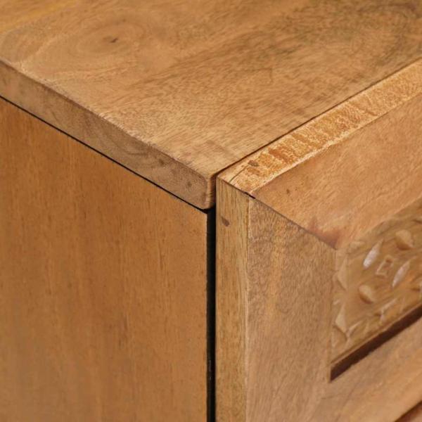 Nachttisch mit Tür Hellbraun 50 x 33 x 60 cm massives Mangoholz