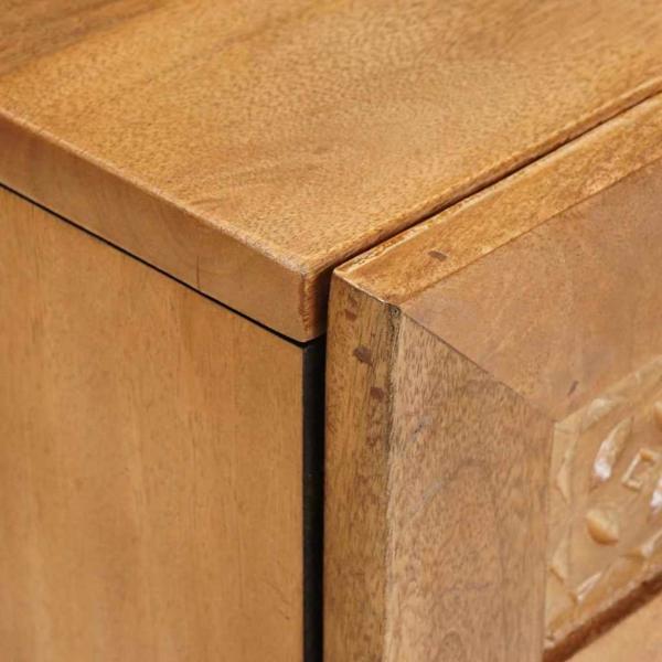 Nachttisch mit Tür Hellbraun 50 x 33 x 60 cm massives Mangoholz