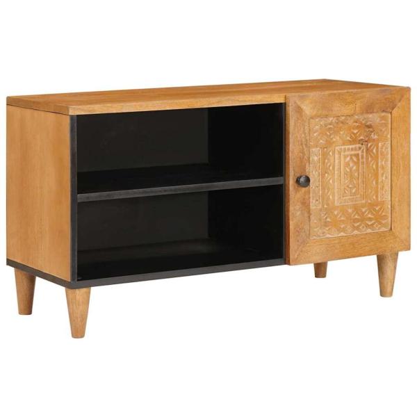 ARDEBO.de - TV-Schränk mit Tür Hellbraun 80 x 33 x 46 cm massives Mangoholz