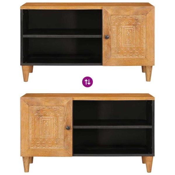 TV-Schränk mit Tür Hellbraun 80 x 33 x 46 cm massives Mangoholz