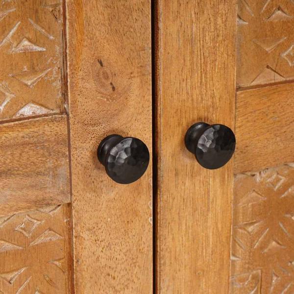 Hochboard mit Tür Hellbraun 60 x 33 x 100 cm massives Mangoholz