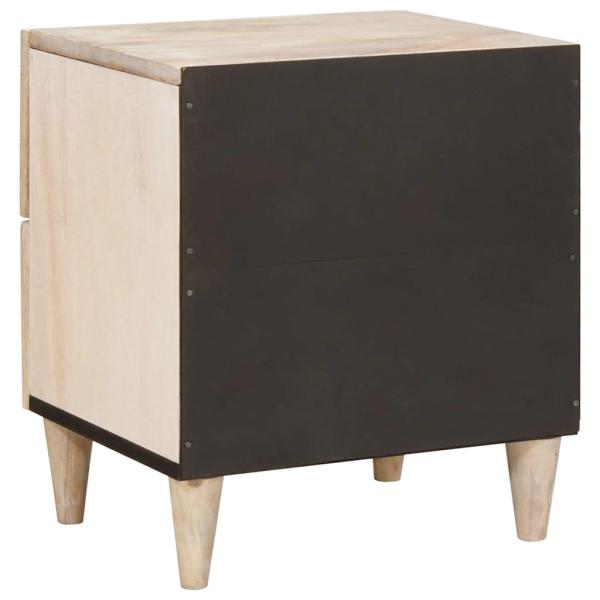 Nachttisch Beige 40 x 33 x 46 cm massives Mangoholz