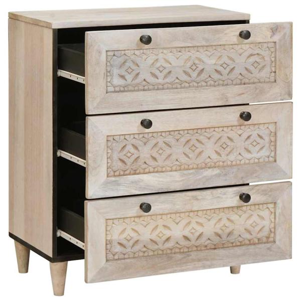 ARDEBO.de - Sideboard mit Speicher Weiß 60 x 33 x 75 cm massives Mangoholz