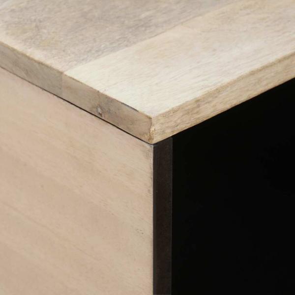 Couchtisch mit Regal Beige 80 x 50 x 40 cm massives Mangoholz