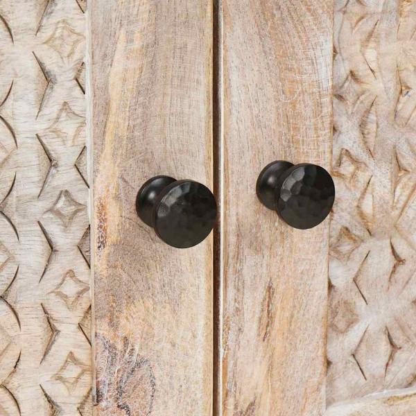 Couchtisch mit Tür Beige 80 x 50 x 40 cm massives Mangoholz