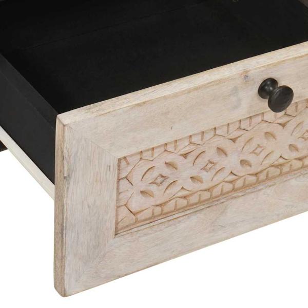 Nachttisch 2 pcs Beige 40 x 33 x 46 cm massives Mangoholz