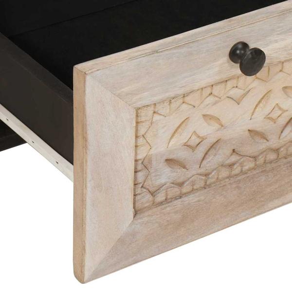 Nachttisch mit Regal Beige 50 x 33 x 60 cm massives Mangoholz