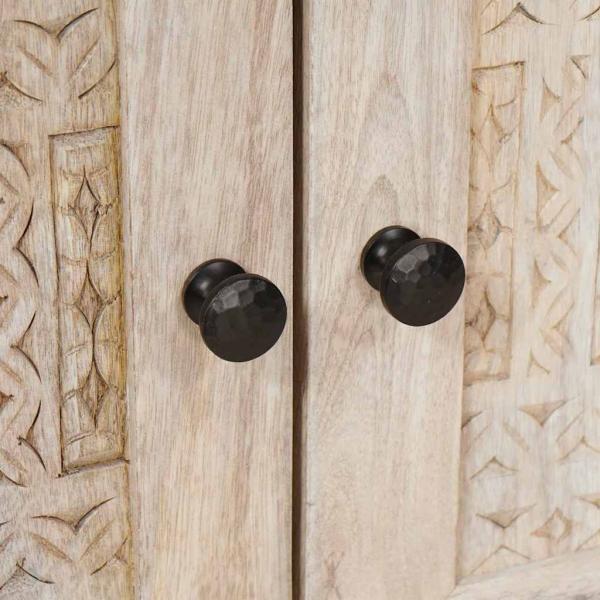 Nachttisch mit Tür Beige 50 x 33 x 60 cm massives Mangoholz