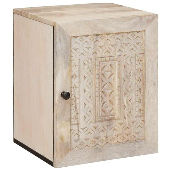 ARDEBO.de - Badezimmer Schrank Weiß 38 x 33,5 x 160 cm Massives Mango Holz