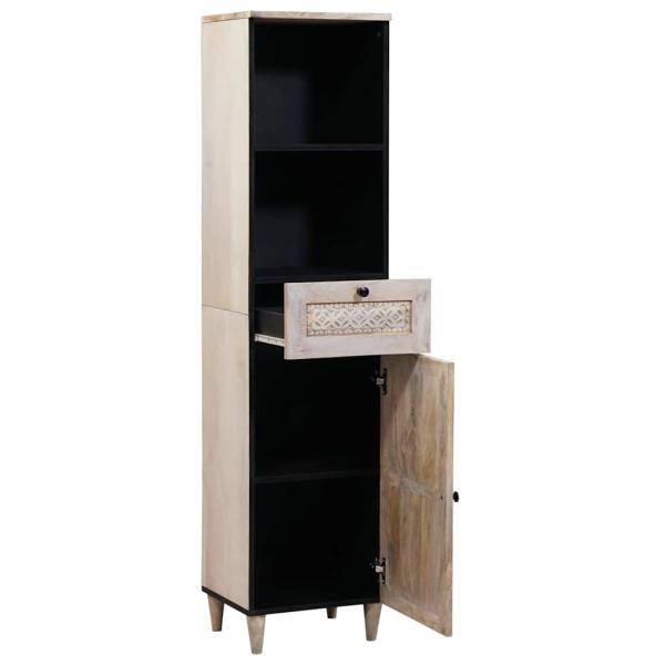 ARDEBO.de - Badezimmer Schrank Weiß 38 x 33,5 x 160 cm Massives Mango Holz