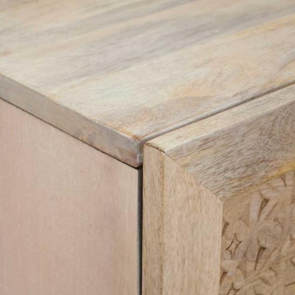 Hochboard mit Regal Weiß 40 x 33 x 110 cm massives Mangoholz