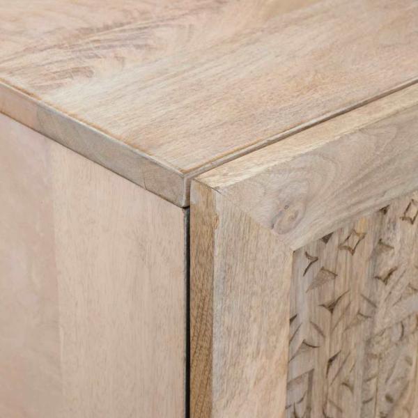 Hochboard mit Regal Weiß 60 x 33 x 100 cm massives Mangoholz