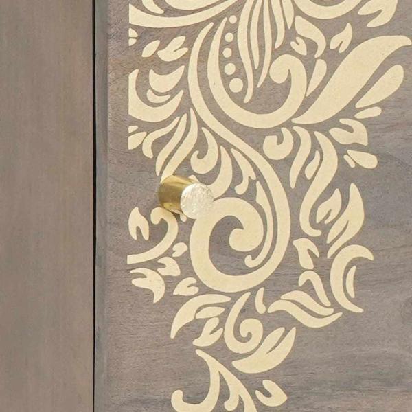 Nachttisch Grau 40 x 33 x 46 cm massives Mangoholz