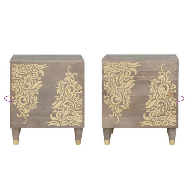 Nachttisch 2 pcs Grau 40 x 33 x 46 cm massives Mangoholz