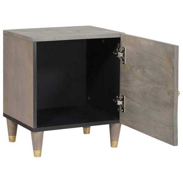 Nachttisch 2 pcs Grau 40 x 33 x 46 cm massives Mangoholz