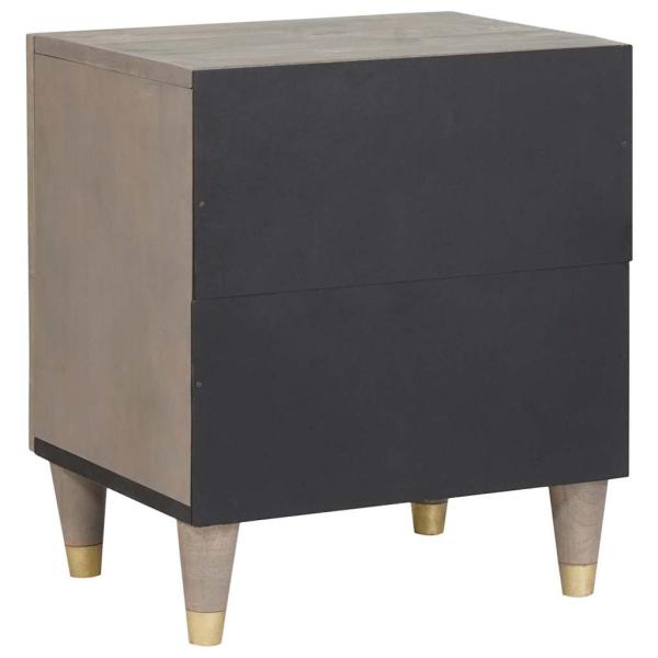 Nachttisch 2 pcs Grau 40 x 33 x 46 cm massives Mangoholz
