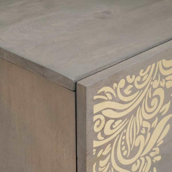 Nachttisch 2 pcs Grau 40 x 33 x 46 cm massives Mangoholz