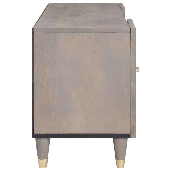 ARDEBO.de - TV-Schränk Grau und Gold 105 x 33,5 x 46 cm Massivholz Mango