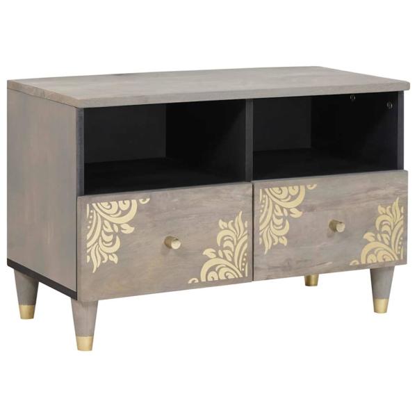 ARDEBO.de - TV-Schränk mit Regal Grau und Gold Massivholz Mango