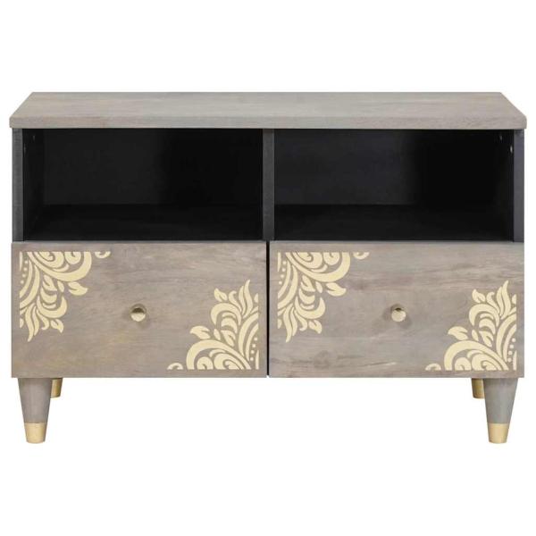 TV-Schränk mit Regal Grau und Gold Massivholz Mango