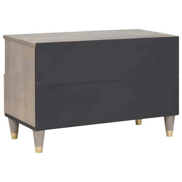TV-Schränk mit Regal Grau und Gold Massivholz Mango