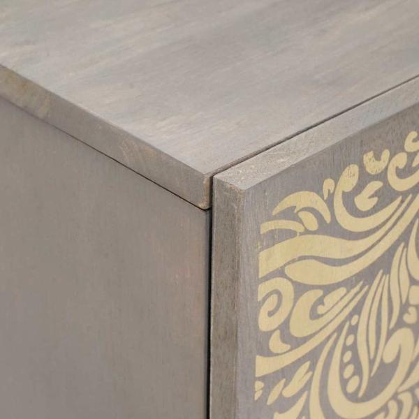 Sideboard Grau und Gold 60 x 33.5 x 75 cm Massivholz Mango