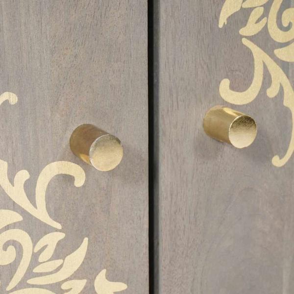 Sideboard Grau und Gold 60 x 33.5 x 75 cm Massivholz Mango
