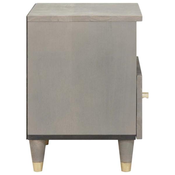 Nachttisch Grau 40 x 33 x 46 cm massives Mangoholz