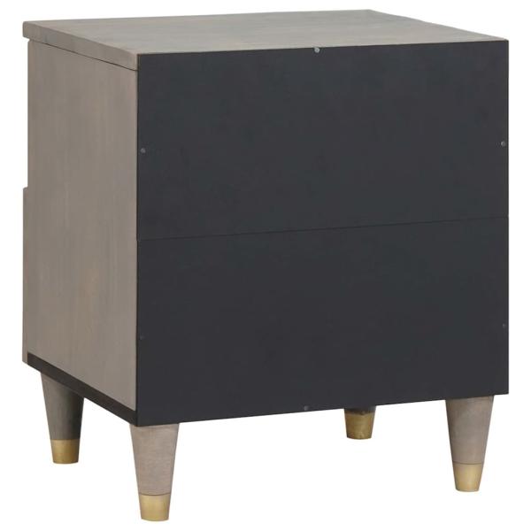 Nachttisch Grau 40 x 33 x 46 cm massives Mangoholz