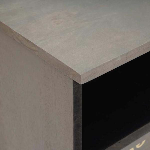 Nachttisch Grau 40 x 33 x 46 cm massives Mangoholz