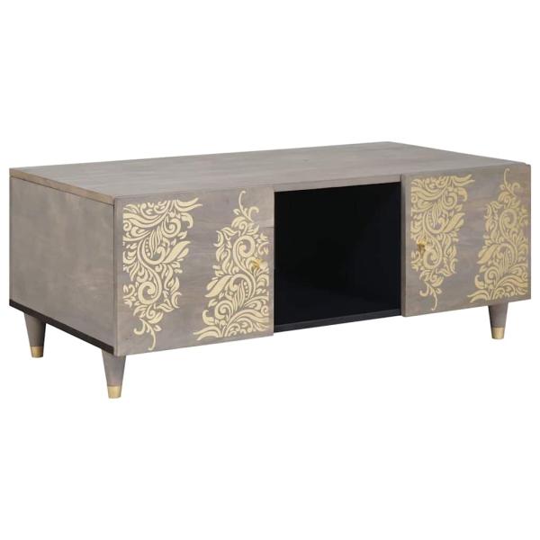 ARDEBO.de - Couchtisch Grau 100 x 54 x 40 cm massives Mangoholz