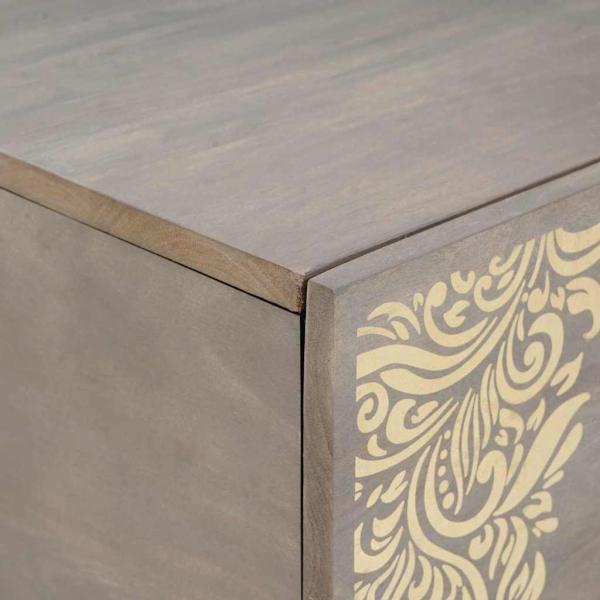 Couchtisch Grau 100 x 54 x 40 cm massives Mangoholz