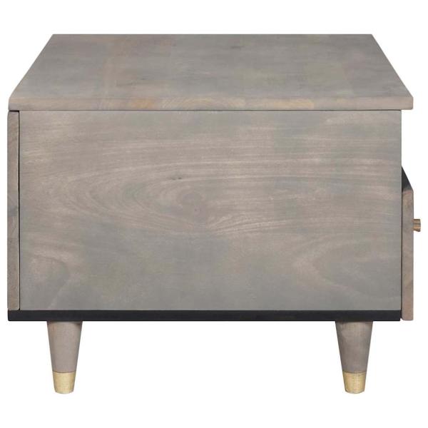 Couchtisch with Drawer Grau 80 x 54 x 40 cm massives Mangoholz