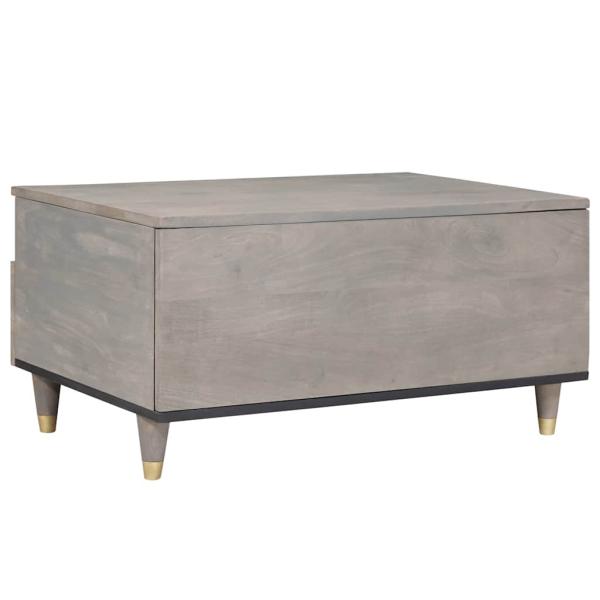 Couchtisch with Drawer Grau 80 x 54 x 40 cm massives Mangoholz