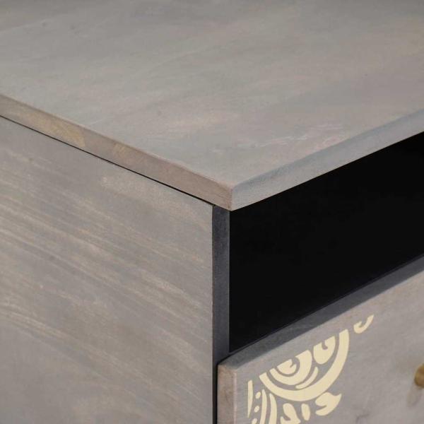 Couchtisch with Drawer Grau 80 x 54 x 40 cm massives Mangoholz